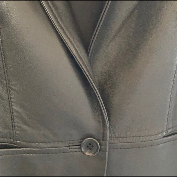 $795 Elizabeth and James Black Leather Blazer Jacket Lambskin Size 6 - Picture 6 of 9